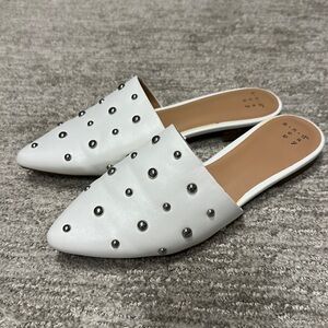 A New Day // White Kari Silver Studded Mules